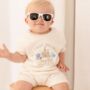 Personalised Embroidered 'My First Holiday' Beach T Shirt And Short Set, thumbnail 1 of 6