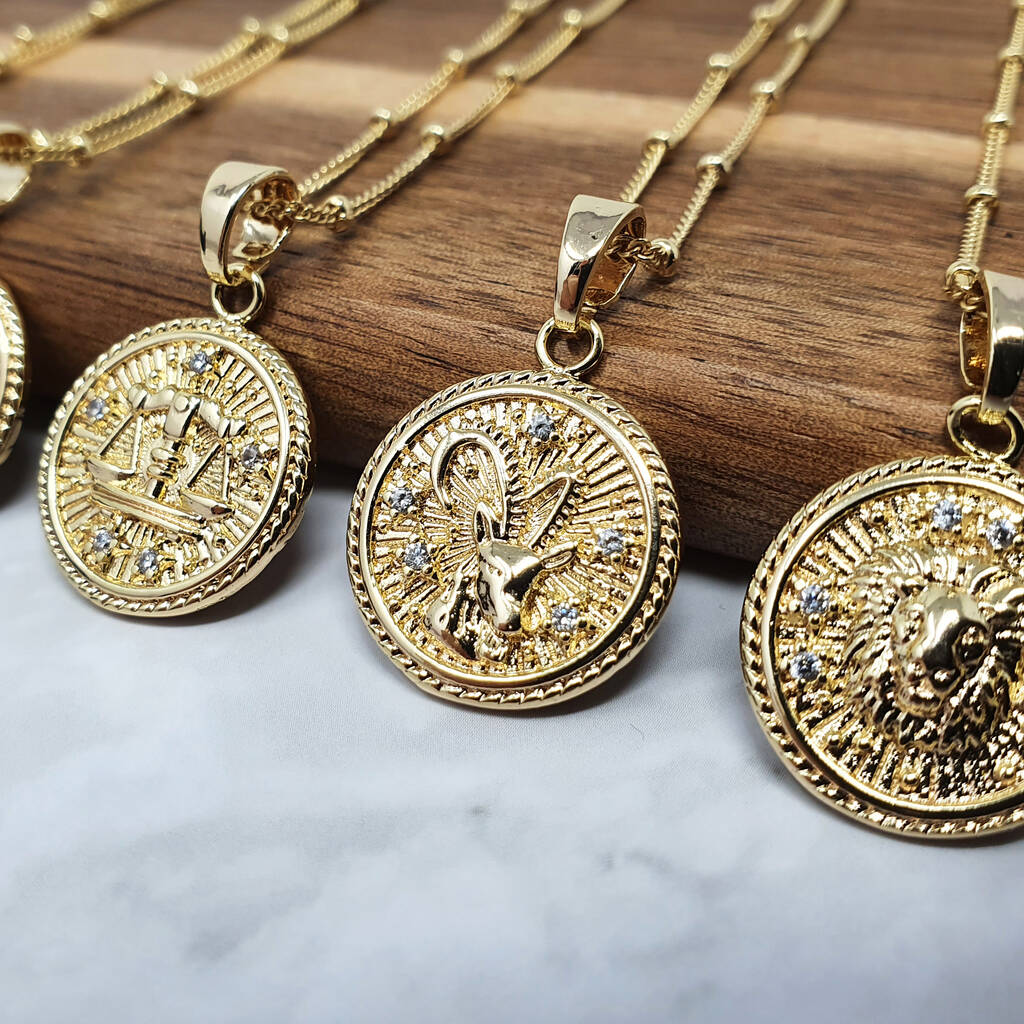 18k Gold Vermeil Plated Zodiac Charm Necklace, 1 of 12