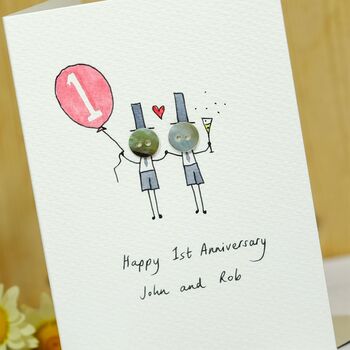 Personalised 'Button Anniversary' Handmade Card, 4 of 11
