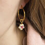 Beaded Daisy Birthstone Hoop Earrings, thumbnail 6 of 12