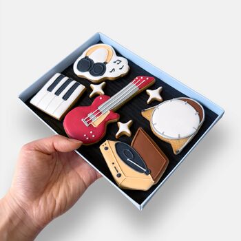 Personalised Music Lover Iced Biscuits Father's Day Letterbox Gift, 3 of 11