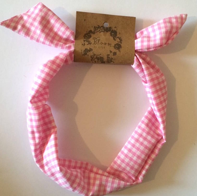 Pink Gingham Hair Bow By While Stanley Sleeps