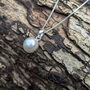 Stone Set White Freshwater Pearl Pendant On Sterling Silver Chain, thumbnail 6 of 6