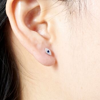 Turkish Evil Eye Stud Earrings – 925 Sterling Silver, 4 of 7