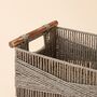 Set Of Two Woven Baskets With Wood Handles, thumbnail 4 of 4