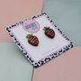 Red Strawberry Glitter Studs, thumbnail 2 of 4