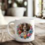 Personalised Springer Spaniel Summer Floral Dog Wreath Gift Keepsake Mug, thumbnail 1 of 2