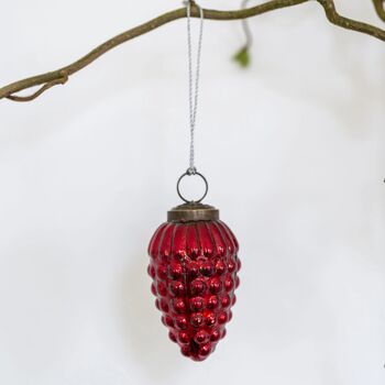 Red Glass Pinecone Tree Decoration, 4 of 4