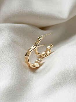 Wave Gold Hoop Earrings, 3 of 4