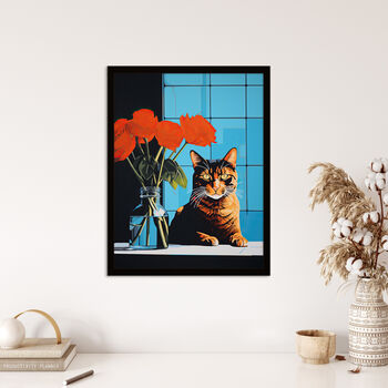 Don't Swipe Right Tabby Cat Red Roses Wall Art Print, 4 of 6