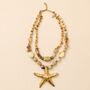 Golden Starfish Two Layered Bead Necklace, thumbnail 2 of 2