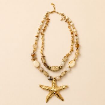 Golden Starfish Two Layered Bead Necklace, 2 of 2