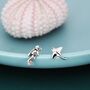 Mismatched Scuba Diver And Manta Ray Stud Earrings In Sterling Silver, thumbnail 7 of 12