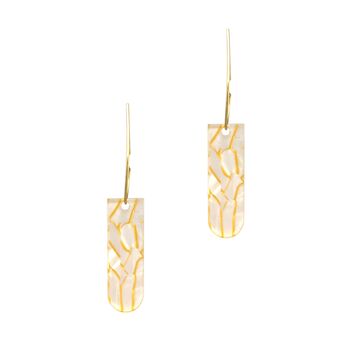 Big White Gold Crackle Inverted Drop Statement Earrings, 3 of 4