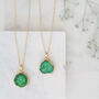 Gold Plate Xl Length Mini Green Agate Pendant Necklace, thumbnail 3 of 5