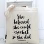 'She Believed She Could' Crochet Tote, thumbnail 3 of 3