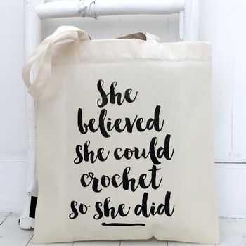 'She Believed She Could' Crochet Tote, 3 of 3