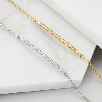 Silver Or Gold Diamond Style Bar Bracelet, 3 of 7