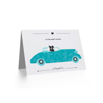 Congratulations Happy Couple Bride Groom Motor Car Wedding Card, 2 of 4