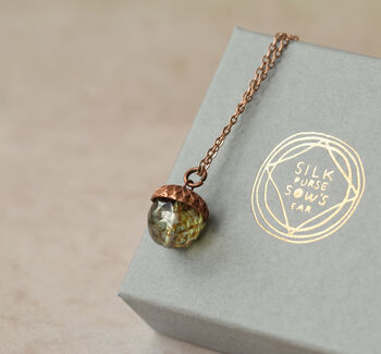 Speckled Green Acorn Necklace, 5 of 10