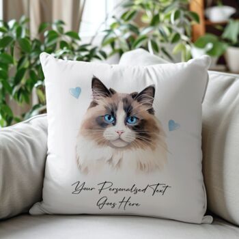 Personalised Ragdoll Cat Love Hearts Cushion Cover, 2 of 2