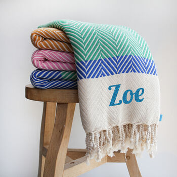 Personalised Herringbone Soft Cotton Throw, 2 of 12