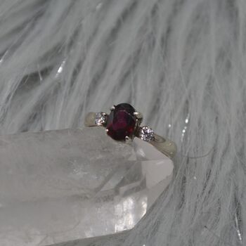Red Garnet, Cz Sterling Silver Ring: January Birthstone, Handmade Stacking Ring, UK Size L, 4 of 9