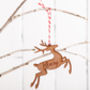 Personalised Cherry Wooden Reindeer Christmas Bauble, thumbnail 2 of 3