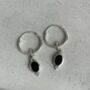 Sterling Silver Black Onyx Dreamy Sleepers Hoops, thumbnail 7 of 9