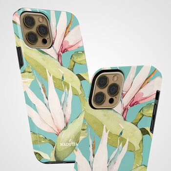 Teal Tropical Flowers Tough Case For iPhone, 3 of 4