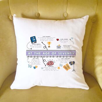Personalised 70th Birthday Cushion Gift, 5 of 12