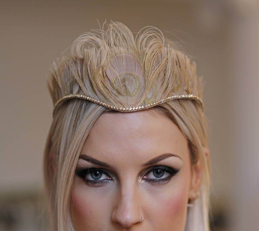 Gold Peacock Feather Crown With Swarovski, 1 of 10