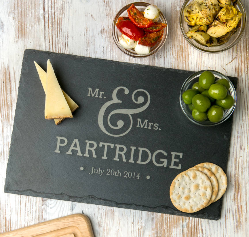 Personalised Mr And Mrs Slate Serving Board, 1 of 6