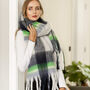 Personalised Chunky Navy Lime Check Hand Felt Scarf, thumbnail 6 of 12