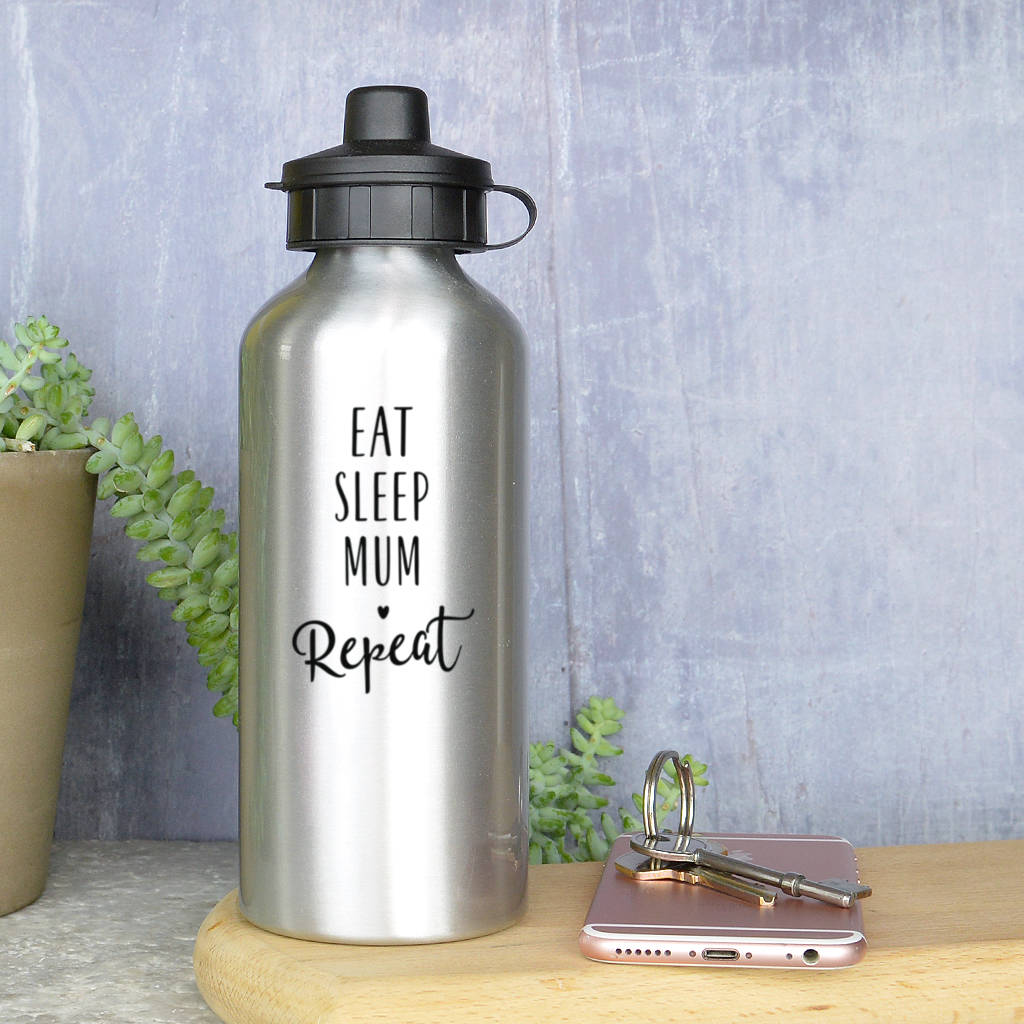 mum slogan water bottle by pink and turquoise