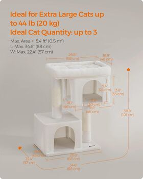 Cat Tree 101cm Cat Tower Cat Condo For Extra Large Cats, 11 of 12