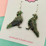 Black Pigeon Glitter Resin Earrings, thumbnail 2 of 2