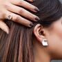Polished 18kt Gold Plated Silver Square Clip On Earrings, thumbnail 2 of 7