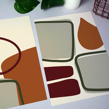 Browns And Green Abstract Shapes Print, 6 of 7