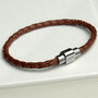 Personalised Men's Burnt Sienna Woven Leather Bracelet, thumbnail 1 of 5