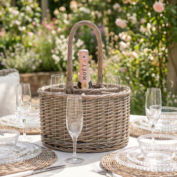 Wicker Bottle And Glass Holder, 3 of 4