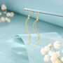 Sterling Silver Minimalist Wave Ear Wire Drop Earrings, thumbnail 4 of 11