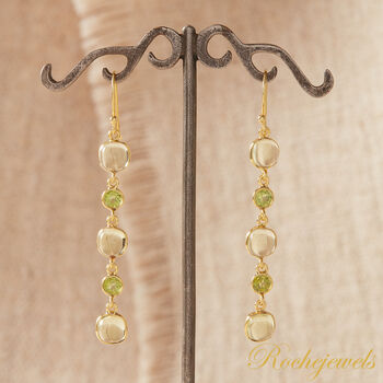 Lemon Quartz Long Drop Gold And Silver Earrings, 6 of 9