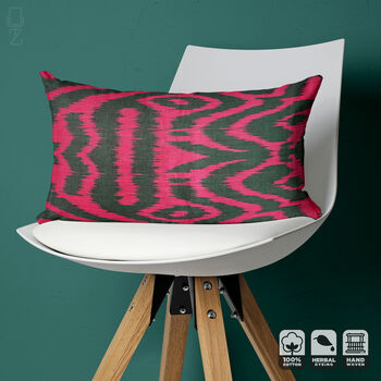 Fuchsia And Black Traditional Handwoven Cushion Cover, 5 of 6