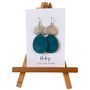 Leather Teal Silver Earrings Stainless Steel Hooks, thumbnail 4 of 7