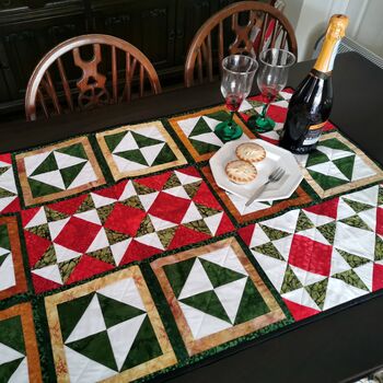 Patchwork Table Runner, Deep Reds, Greens And Browns, 3 of 8