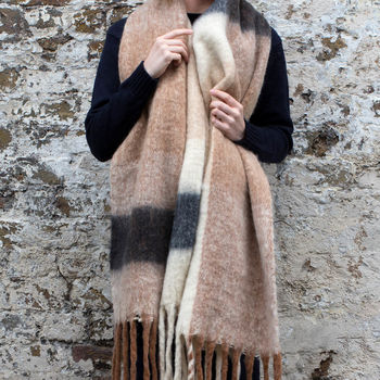 Personalised Chunky Knit Neutral Colour Blanket Scarf, 5 of 12