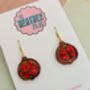 Pomegranate Glitter Earrings / Deep Red Botanical Gift / Exotic Holiday Accessory, thumbnail 2 of 5