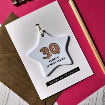 Milestone Birthday Card With Ceramic Star Keepsake, 9 of 12