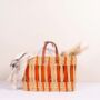Decorative Reed Storage Basket, Orange Stripe, thumbnail 6 of 9